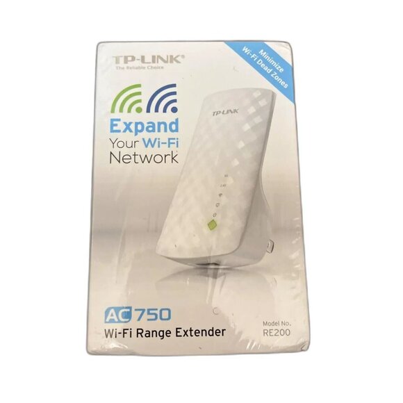 TP-Link AC 750 Wi-Fi Range Extender, Model RE200, White, New in Box, - Picture 1 of 6